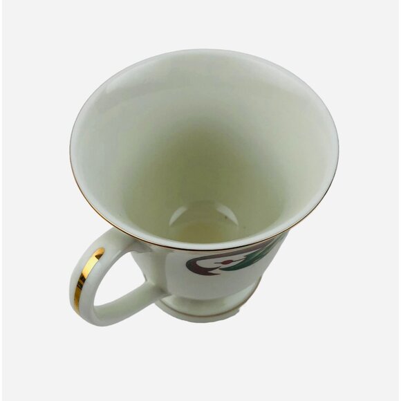 Set Of 3 Holly Holiday Made In Japan Porcelain Mugs With Gold Trim & Festive Lea - Picture 7 of 10